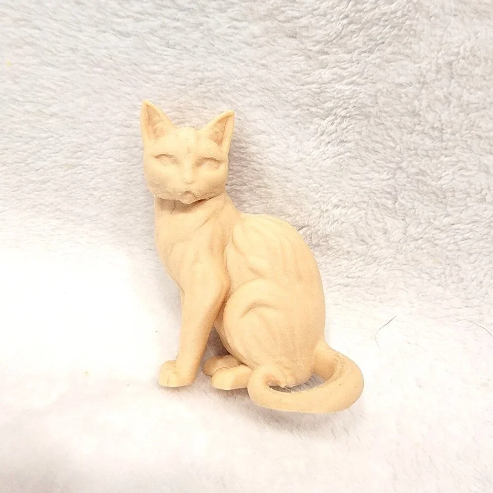 3D Printed Cat Figurine Wooden Creatures - Picture 1 of 3